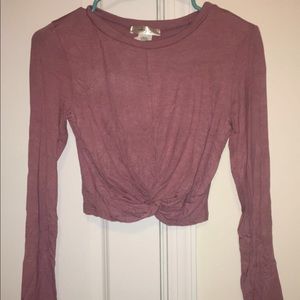 Pink Long Sleeve Crop Top